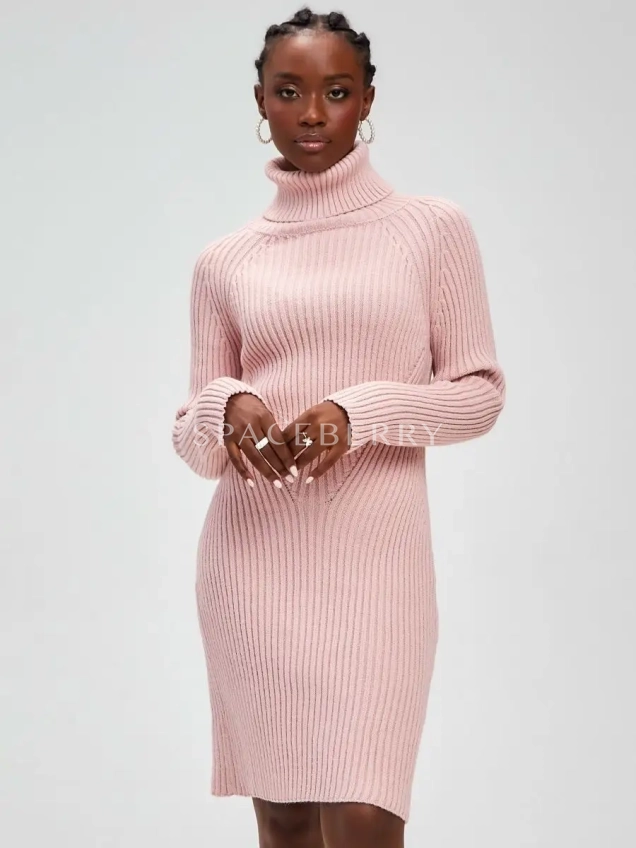 Женское теплое вечернее вязаное платье